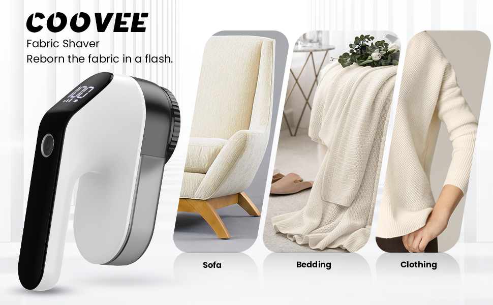 Електрична бритва для ворсу Coovee, LED, USB, 3 швидкості, компактна, чорна (1 головка)