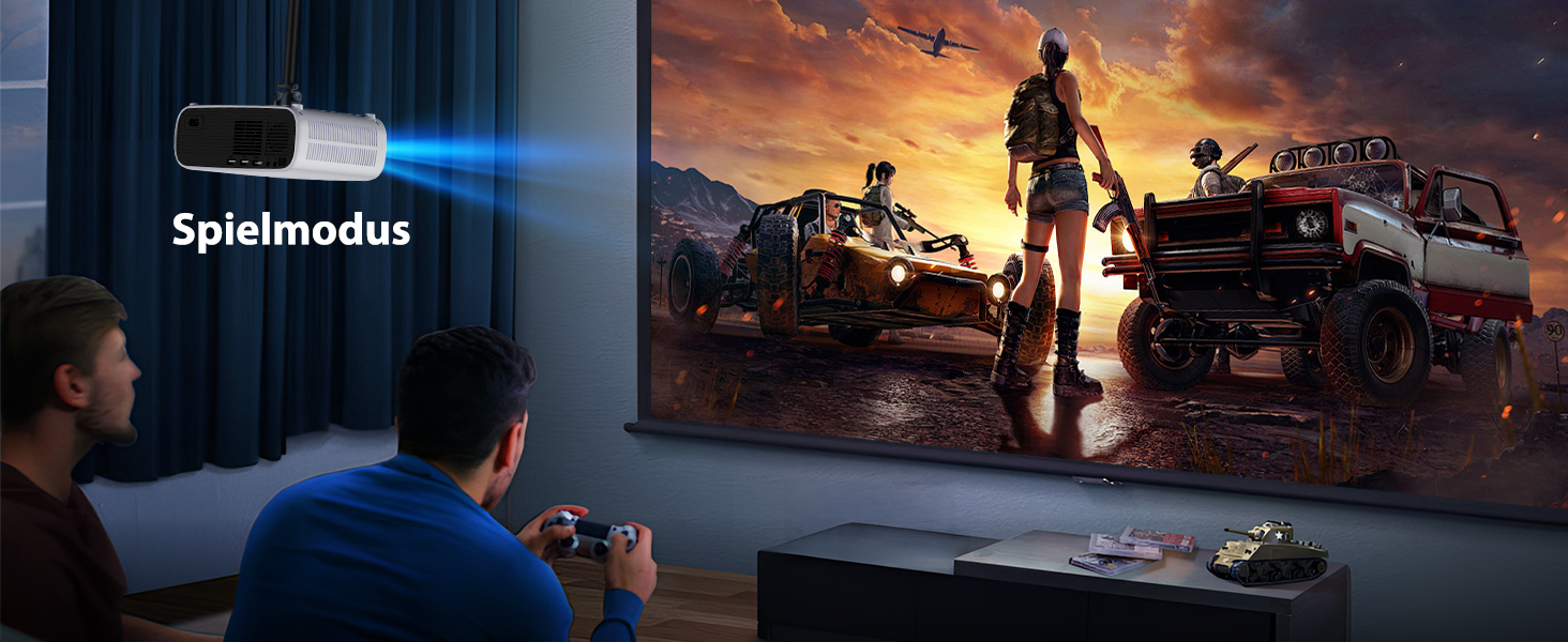 Розумний проєктор Beamer 4K Full HD 1080P, 25000 люмен, Android 11, WiFi 6, BT 5.2, обертовий штатив, для домашнього кінотеатру, сумісний з iOS/Android/Laptops, чорний