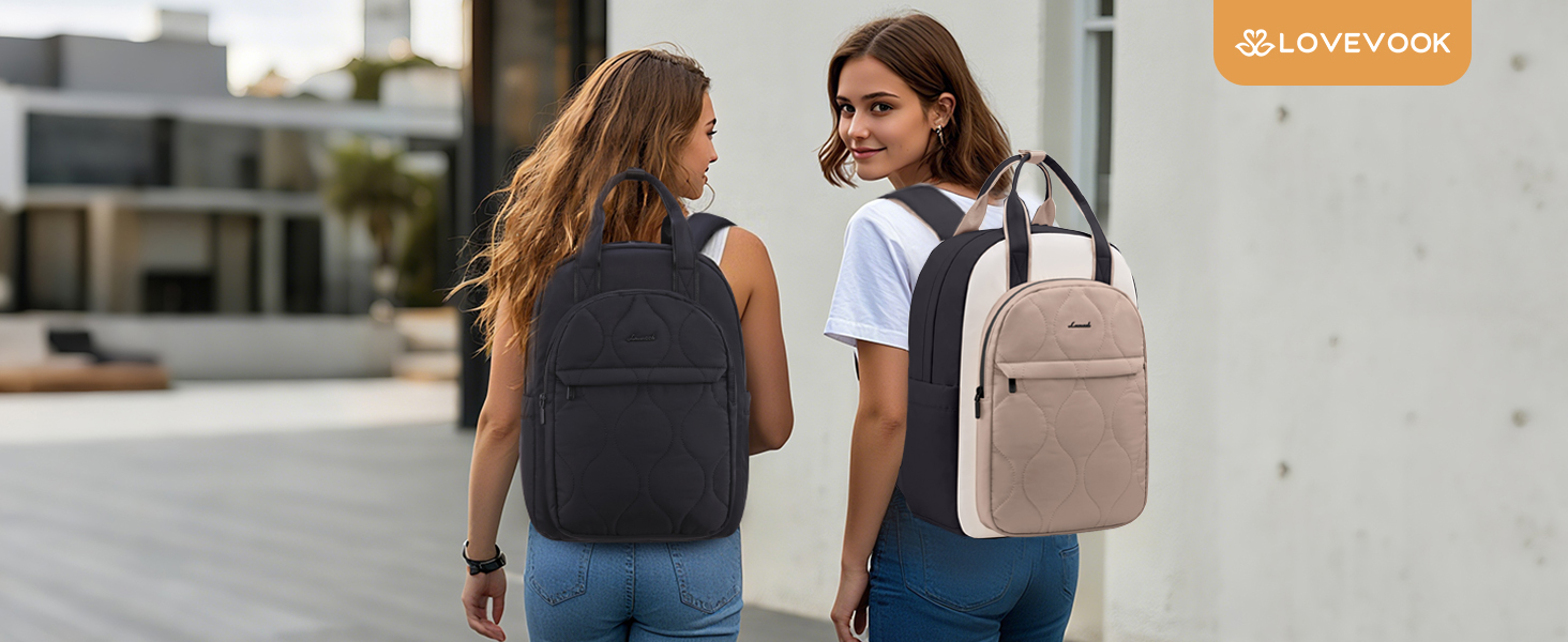 Сумка-рюкзак LOVEVOOK для жінок, рюкзак для ноутбука, шкільний рюкзак для підлітків, легкий рюкзак з підкладкою, велика робоча/навчальна сумка, рюкзак для подорожей, елегантний, чорний, 15,6 дюймів