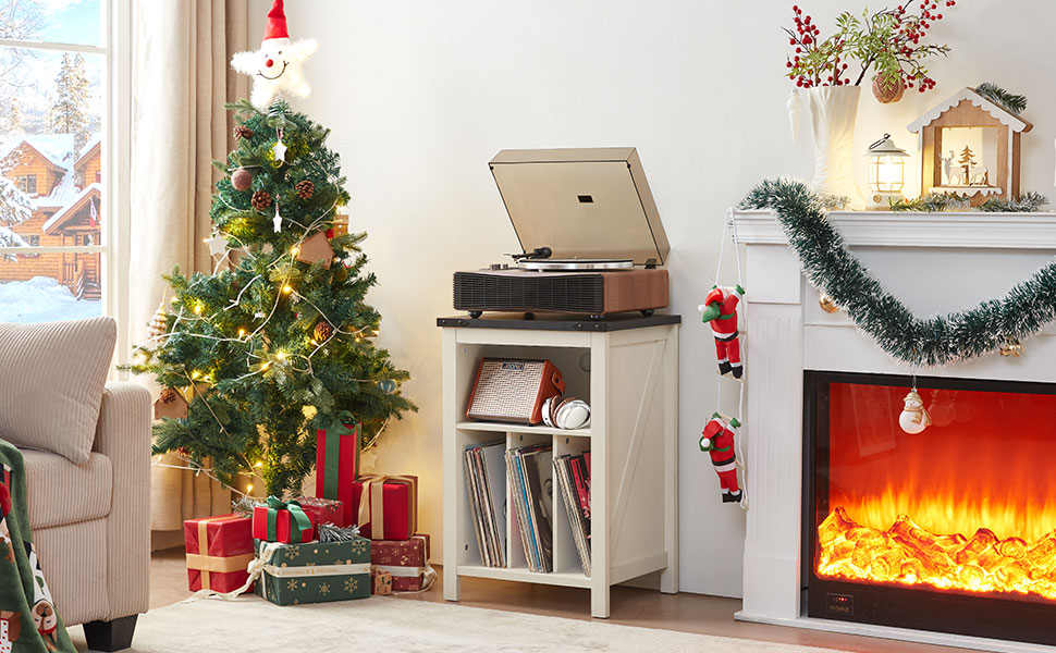 Підставка для програвача вінілу з полицями для платівок, місткість до 160 альбомів, дерев'яна шафа-регулятор для вінілових платівок, для вітальні, спальні, офісу (біла)