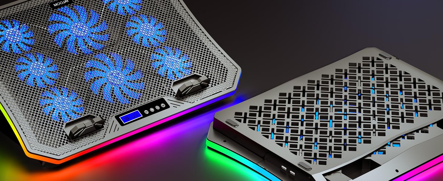 Охолоджувач для ноутбука RGB Gaming — підставка з вентиляторами для ігрового ноутбука, для столу та колін