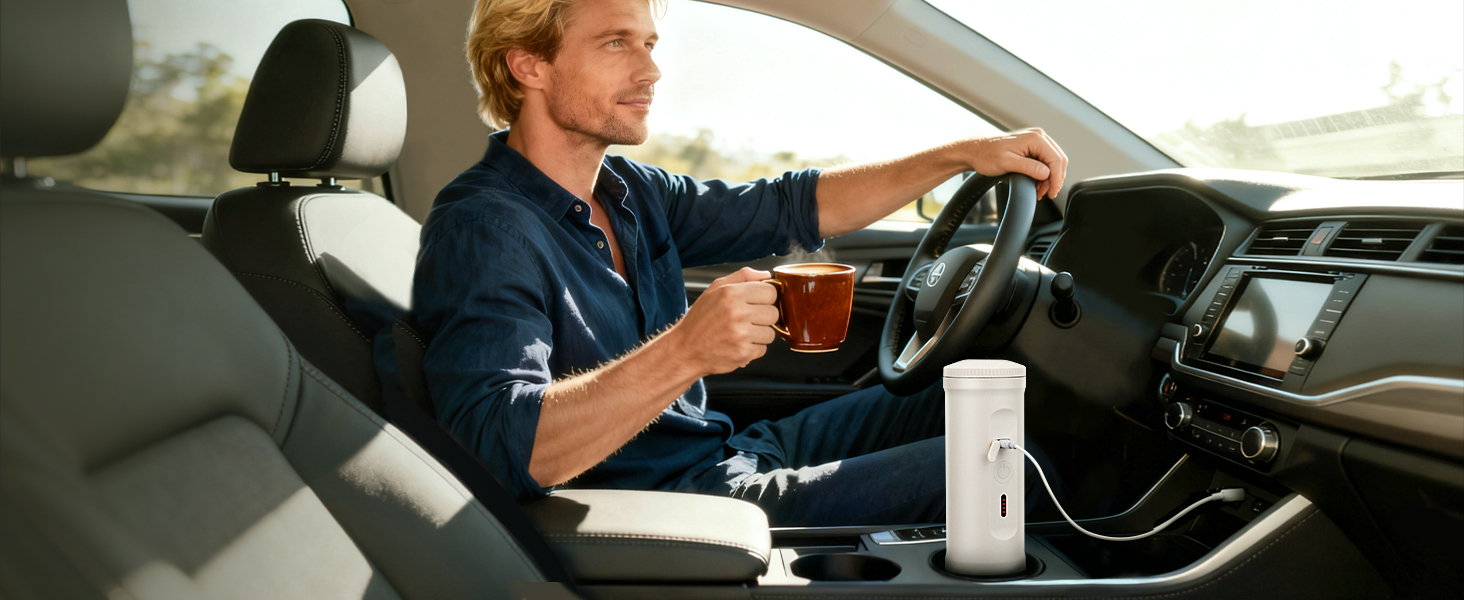 Портативна кавомашина ICARE з акумулятором, 2-в-1 для капсул NS та меленої кави, самонагріваюча, USB-C, індикатор заряду, для кемпінгу, подорожей та в дорогу (Чорний)