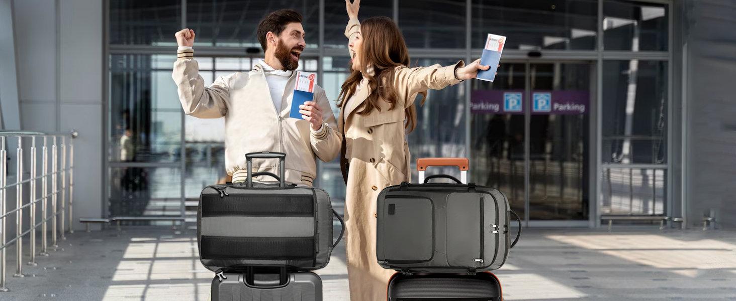 KONO Рюкзак для ручної поклажі в літак, великий, водонепроникний, 55 x 35 x 20 см, 38L, Cyangrau