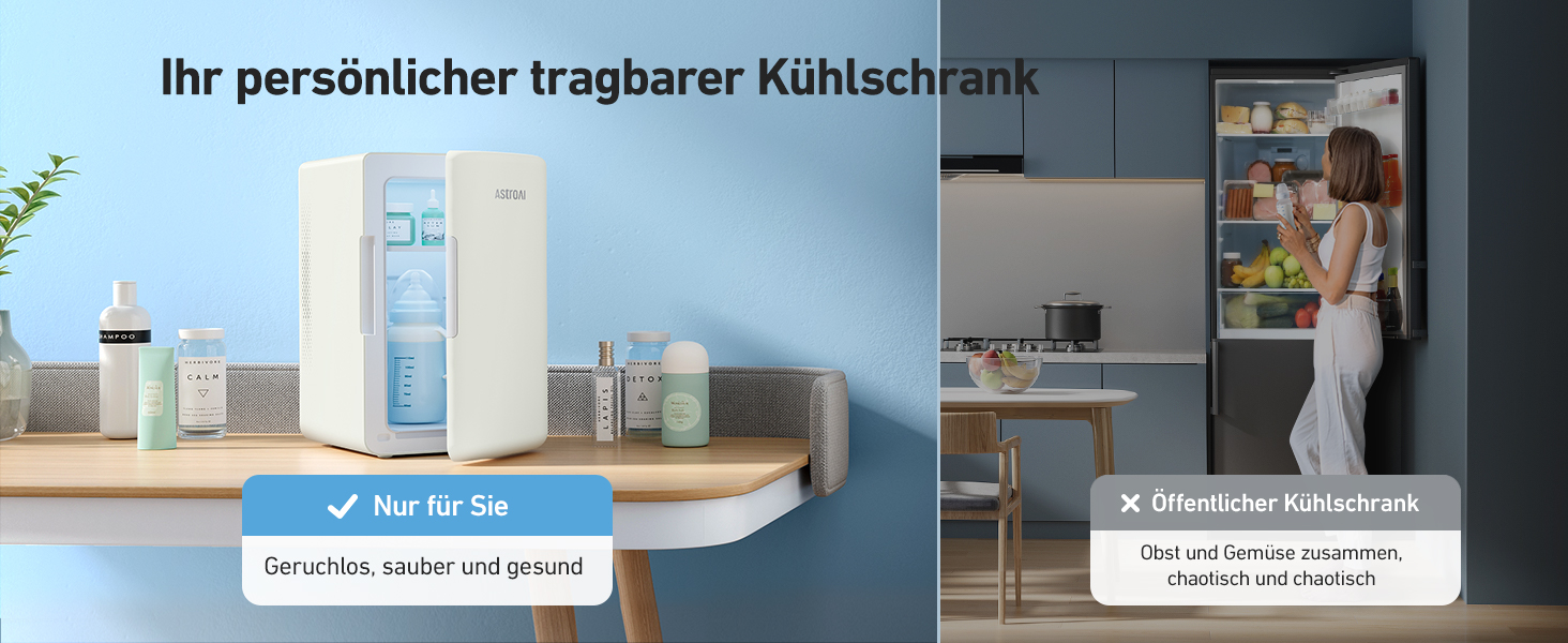 AstroAI Міні холодильник 2-в-1, 6 літрів, з функцією охолодження та підігріву, 12V/220V, для авто, офісу та гуртожитку (Бежевий)