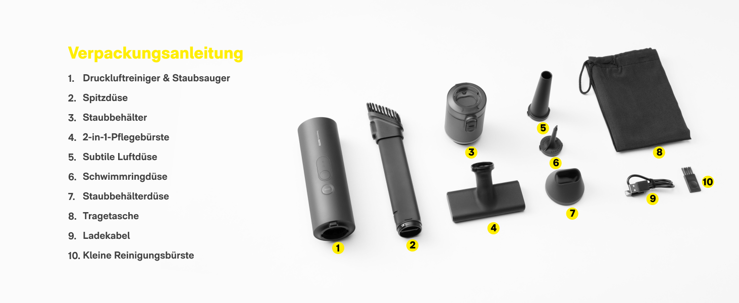 Акумуляторний ручний пилосос HOTO 20000Па 4-в-1 для авто, дому та клавіатури, бездротовий міні-пилосос з функцією обдуву