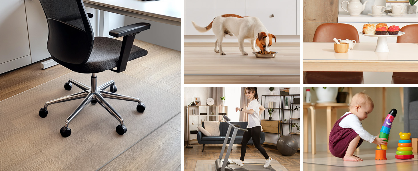 Захист для підлоги під офісний стілець COSYLAND 120x150 см - килимок від ковзання, прозорий, білий | Килимок для офісного крісла