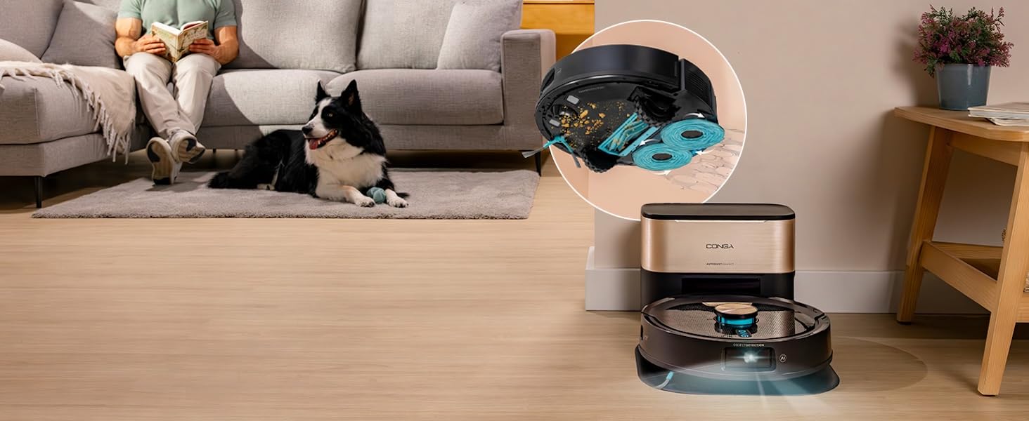 Робот-пилосос та робот-мийник Cecotec Conga Y100 X-Treme з AI та керуванням через додаток. Потужність всмоктування 20000Pa, штучний інтелект, силіконова щітка проти заплутування, обертові мікрофібри, автономність до 220 м²