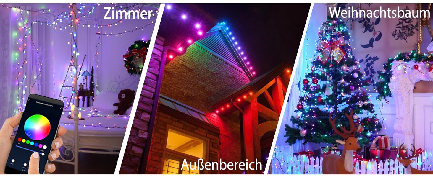 DOTWAYAW Гірлянда світлодіодна святкова 40м, 400 LED, RGB, Wi-Fi, керування через додаток