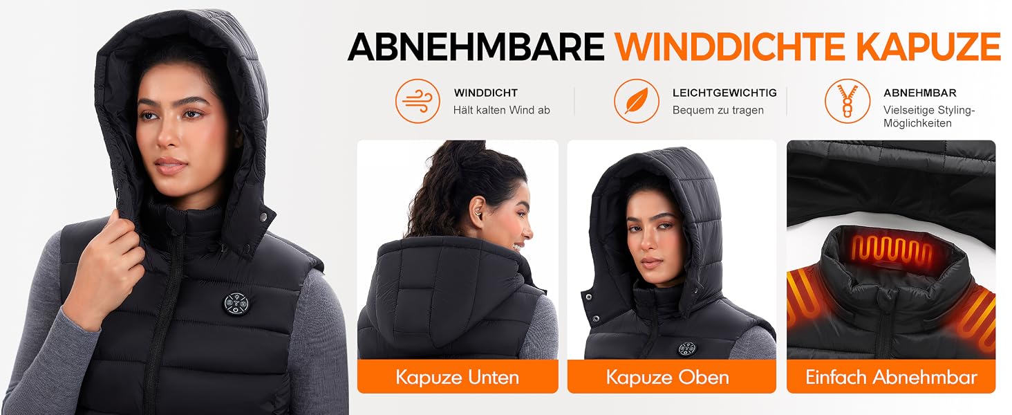 Зігріваючий жилет для жінок з Powerbank 16000mAh, електрожилет з підігрівом, чорний