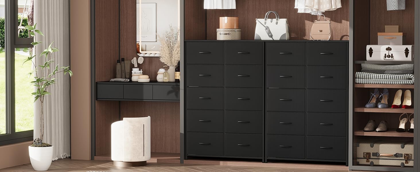 Комод з тканини Somdot з 8/10 висувними ящиками, білий/чорний (30x80x114.5 см)