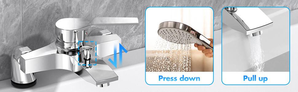 Сучасний змішувач для ванни та душу з двома виходами, керамічним клапаном, латунний, хром. Змішувач для ванни та душу для ванної кімнати.