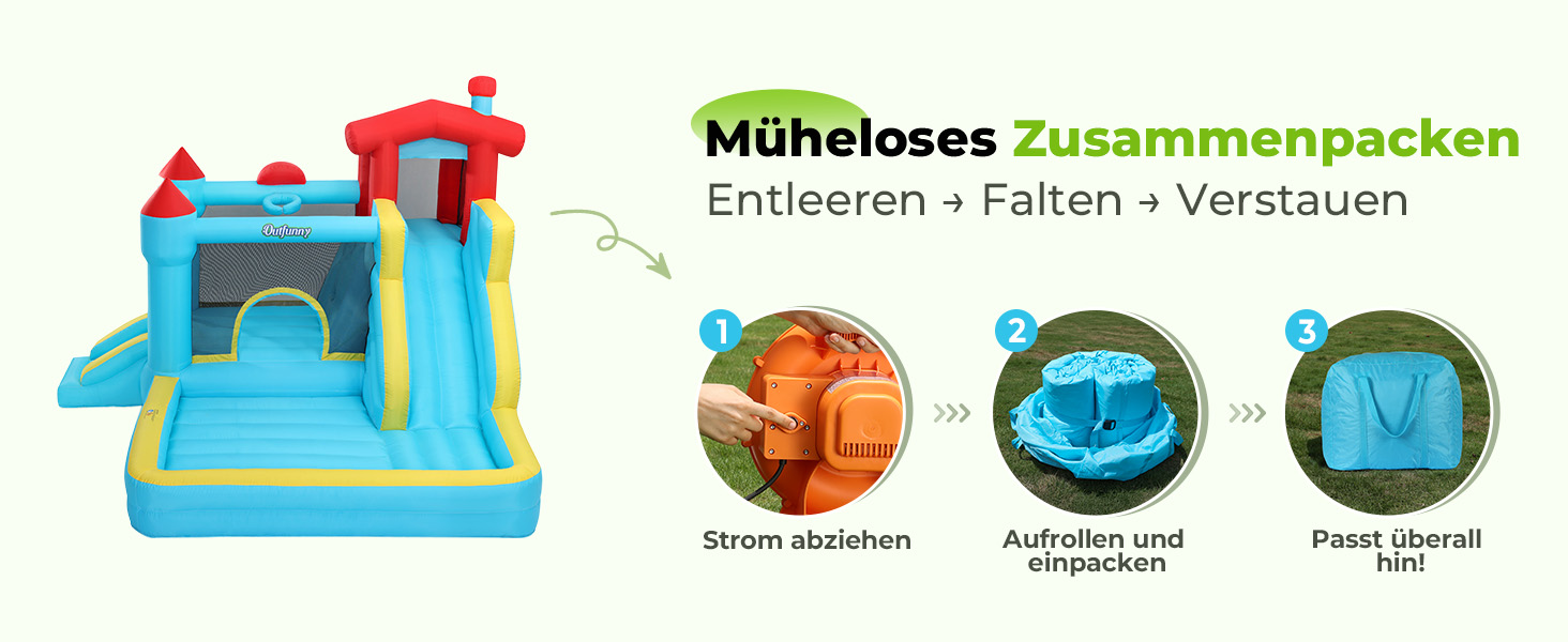 Надувний замок для дітей великий, з гіркою, синього кольору, з насосом 450W (для дому та вулиці)