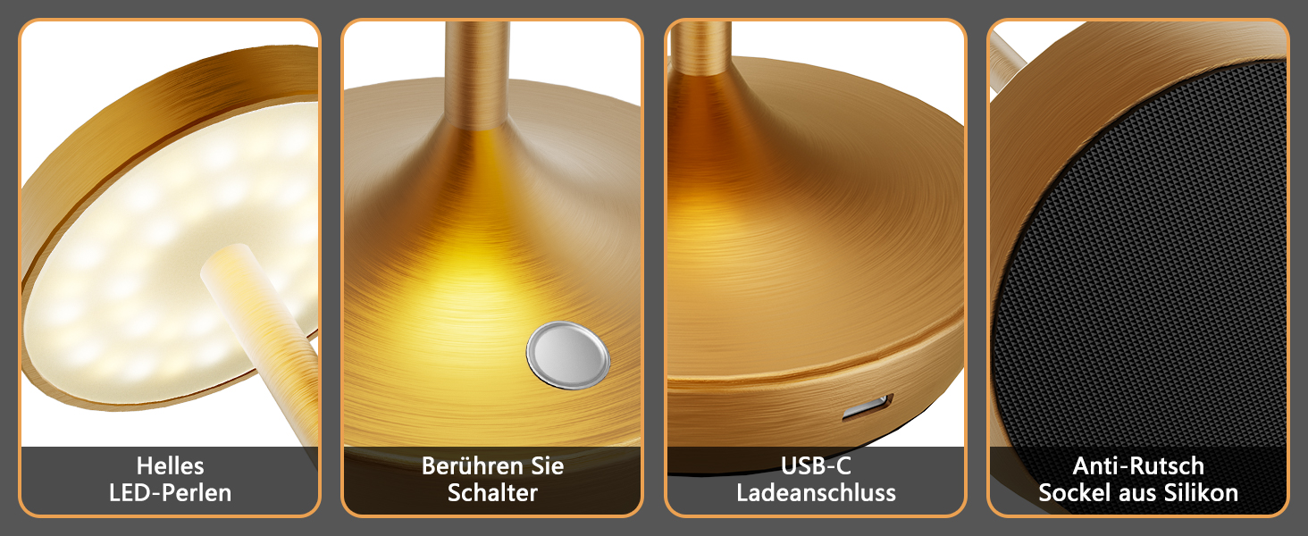 LED настільна лампа бездротова з димуванням, 3 кольори, 6000 mAh, IP54, для дому та кемпінгу (2 шт.)