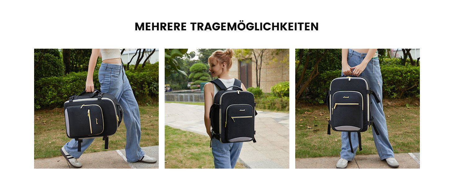 Рюкзак LOVEVOOK для ручної поклажі Ryanair (40x20x25 см), для ноутбука 13.3 дюйма, чорний, підходить для Eurowings, Wizz Air