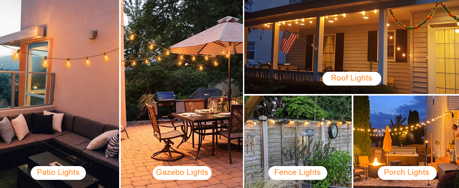 Ланцюжок вогнів GLUROO для вулиці, диммування, 45.7м, вологостійкий, з пульт, 75+2 G40, LED, для саду