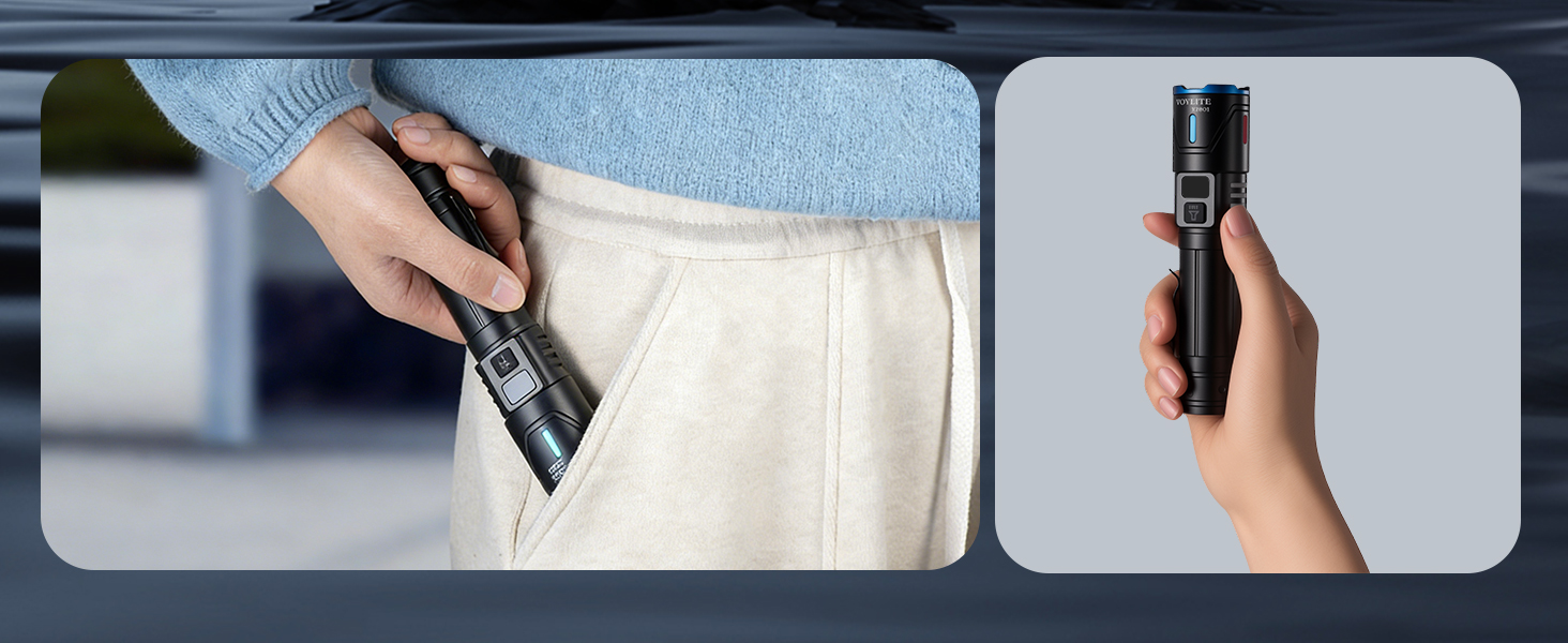 Набір тактичних LED ліхтарів (2 шт.) 1 000 000 Люмен, потужний зарядний ліхтар з зумом, 3 режими освітлення, водонепроникний IPX7 для кемпінгу та туризму, чорний з кольоровими акцентами