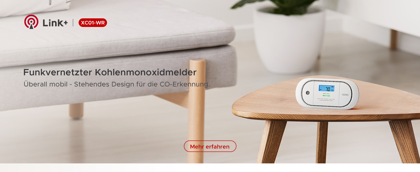 Датчик диму та монооксиду вуглецю X-Sense SC07, автономний, 10 років, з LCD-дисплеєм та кнопкою тестування, 360° моніторинг, автоматична перевірка, з можливістю радіомережі (1 шт.)