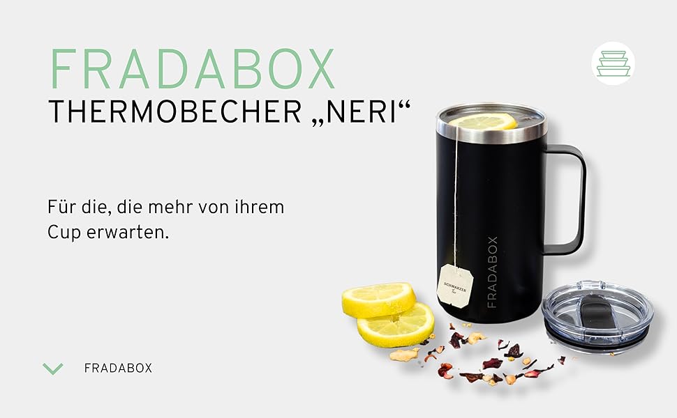 Термокружка 'Neri' 600 мл, нержавіюча сталь, з подвійними стінками, вакуумна ізоляція, для кави з собою, BPA-Free, миється в посудомийній машині, з кришкою-ковпачком (Чорний, Турквіз)