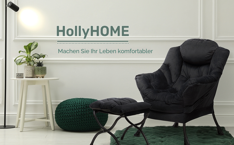 Крісло розкладне HollyHOME з пуфом, оксамитове, бежеве, для вітальні та спальні - зручне крісло-качалка для відпочинку та читання