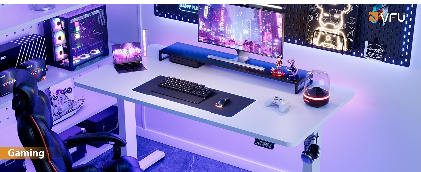 Регульований стіл для роботи з USB-C, електричний, з пам'яттю, 120x60 см, білий. Стіл для офісу, стоячий, комп'ютерний.