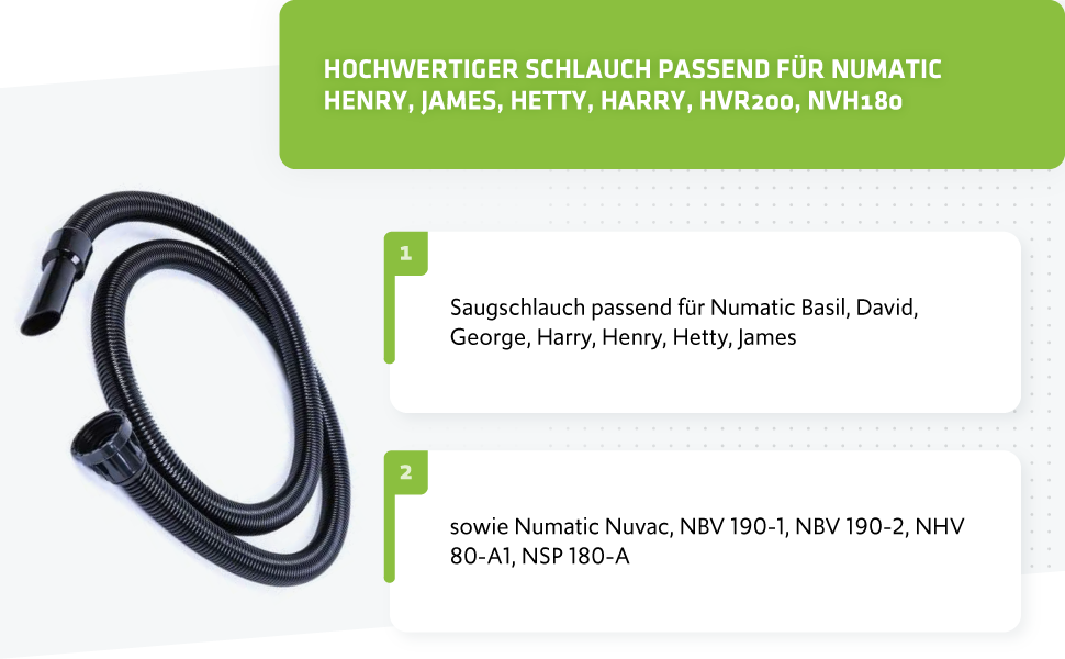 Шланг для Numatic Henry, James, Hetty, Harry, HVR200, NVH180