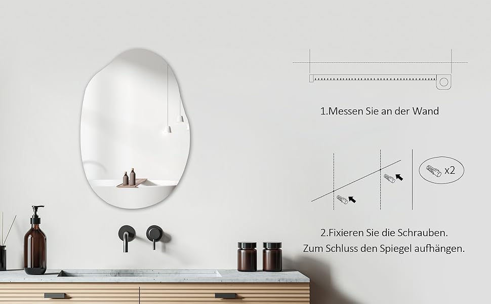 Дзеркало для ванної кімнати Spiegel Schwarz 40x60 см з металевим каркасом, прямокутне, для ванної, вітальні, спальні, гостьового WC