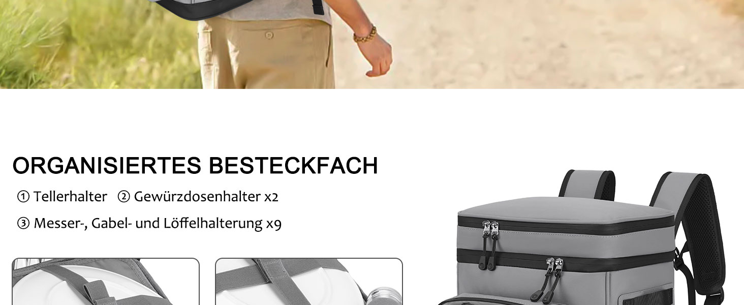 Рюкзак-холодильник 30L, водовідштовхуючий, для пікніків, пляжу, кемпінгу, відпочинку на природі (зелений/сірий)