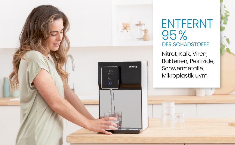 Smardy Blue Miran: Система фільтрації води зворотного осмосу з підігрівом 15-90°C (без підключення до водопроводу)