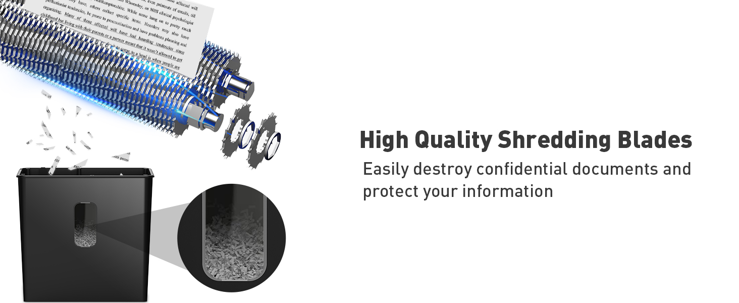 Шредер SINCHEREU 6 листів, перехресний різання, рівень безпеки P4, з кошиком 11л, для документів, кредитних карт, CD, з захистом від перегріву, для дому та офісу