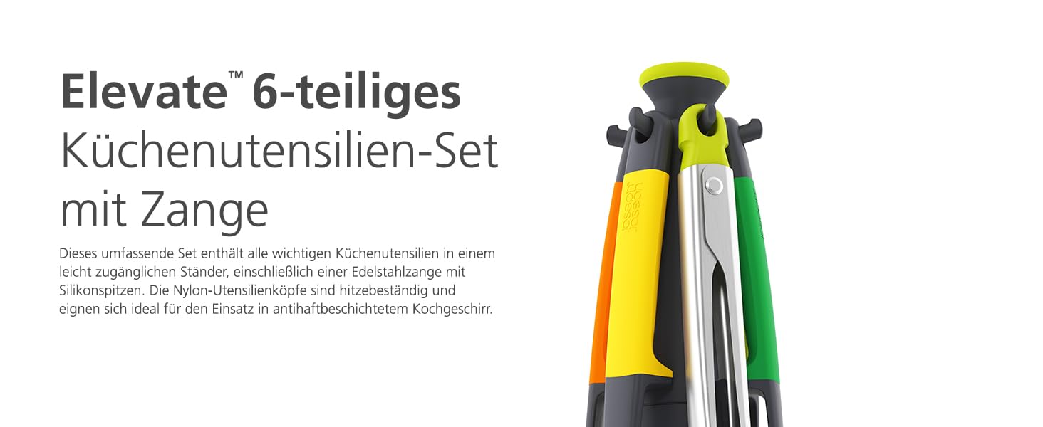 Набір кухонних аксесуарів Joseph Joseph Elevate, 6 предметів, сірий (з щипцями)