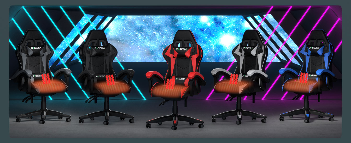 Ігровий крісло Bigzzia Ergonomiczne з підголівником та підлокітниками (Чорно-червоний, з підігрівом)