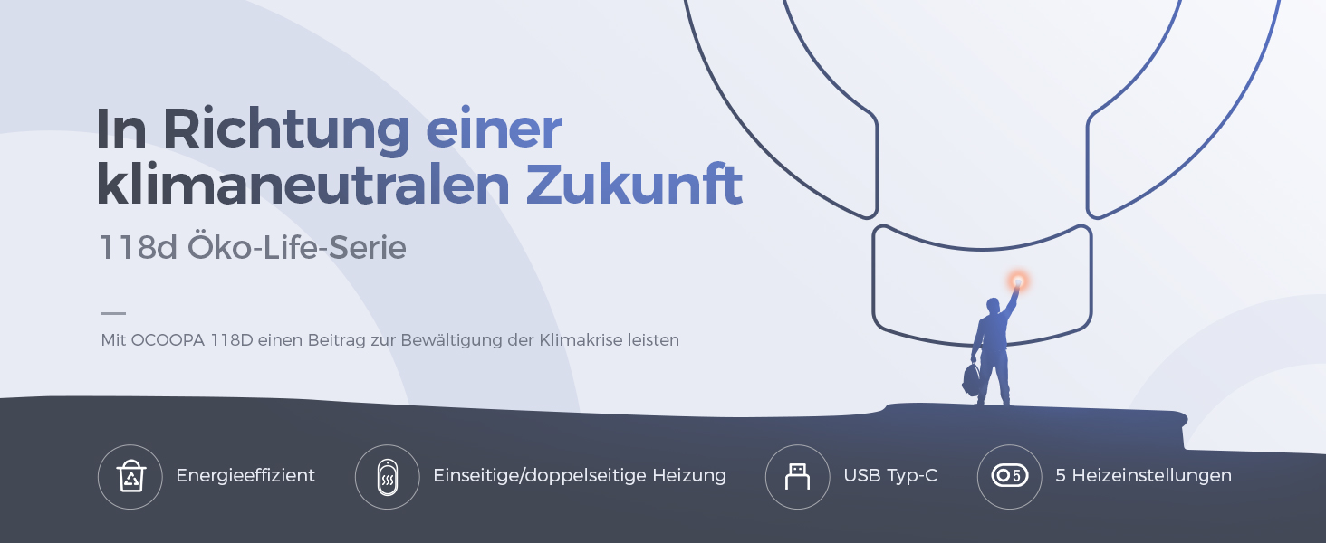 Електричний кишеньковий грір OCOOPA з 5 рівнями нагріву та 5200 mAh, до 10 годин тепла, для активного відпочинку та подарунків (чорний)