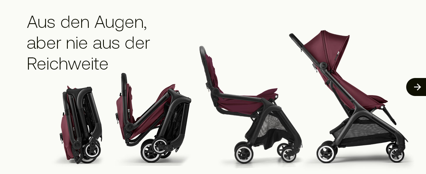 Bugaboo Butterfly - ультракомпактна дитяча коляска, легка та зручна, складається одним рухом, для дітей від 6 місяців, великий об'єм багажника (Dark Cherry)