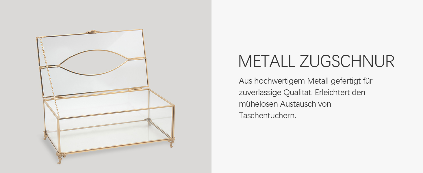 Скляна коробочка для серветок SLHEQING Gold - прямокутна, для ванної, вітальні, спальні, офісу (прозора)