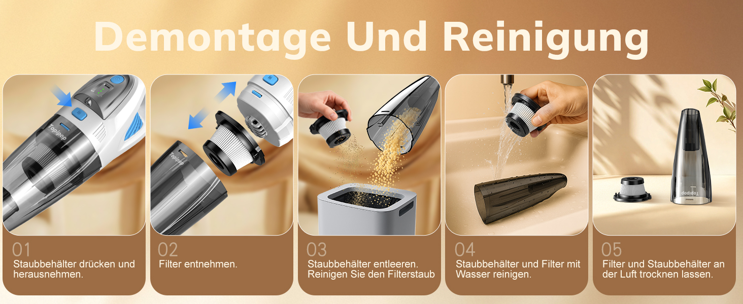 Акумуляторний ручний пилосос для авто та дому, 25000Па, бездротовий з HEPA-фільтром та набором насадок, білий