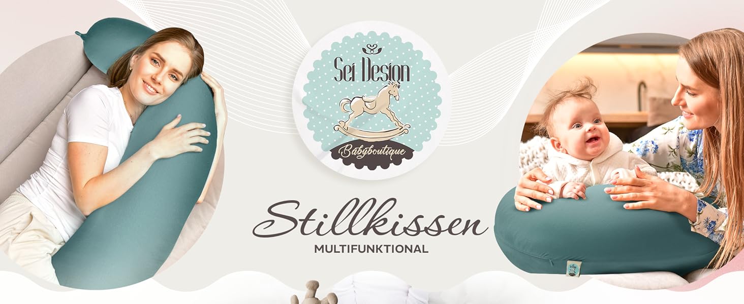 Подушка для годування та вагітності sei Design XXL (190x35 см), ергономічна подушка для сну з чохлом з органічної бавовни муслін, сріблясто-сіра