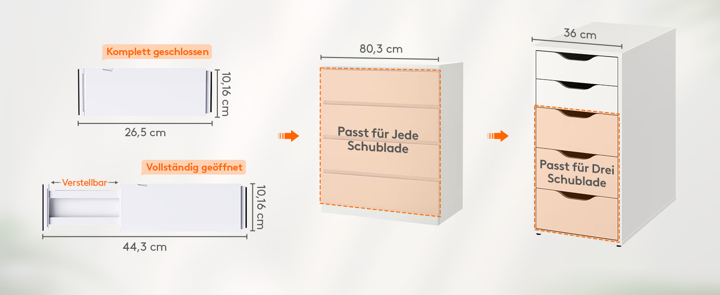 Органайзери для шухляд Lifewit, 5 шт., пластикові, регульовані, 27–40 см, для шафи/спальні/кухні, білий