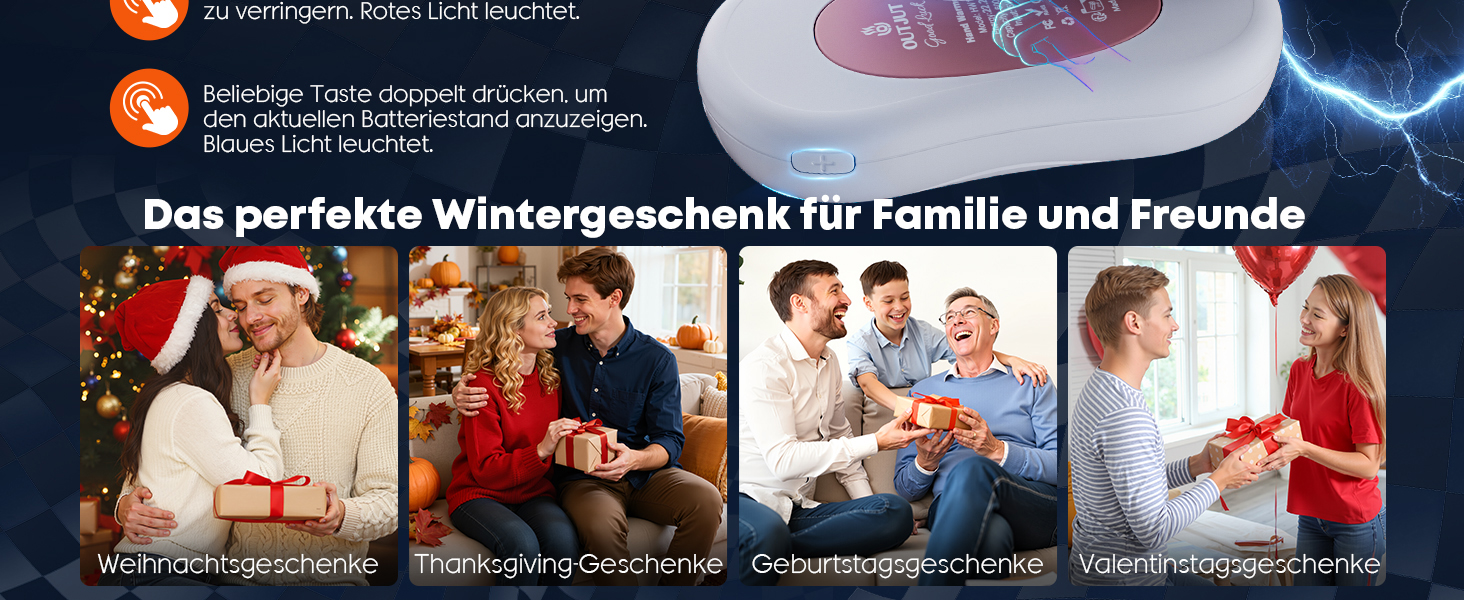Електричний грієчка для рук 2 шт., 12000 мАг, з магнітною двосторонньою системою нагріву та цифровим індикатором температури та заряду батареї, для відпочинку на природі/кемпінгу (білий-рожевий)