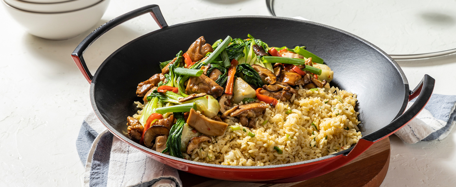 Вок Le Creuset з чавуну з кришкою з термостійкого скла, діаметр 36 см, об'єм 4,5 л, матовий чорний