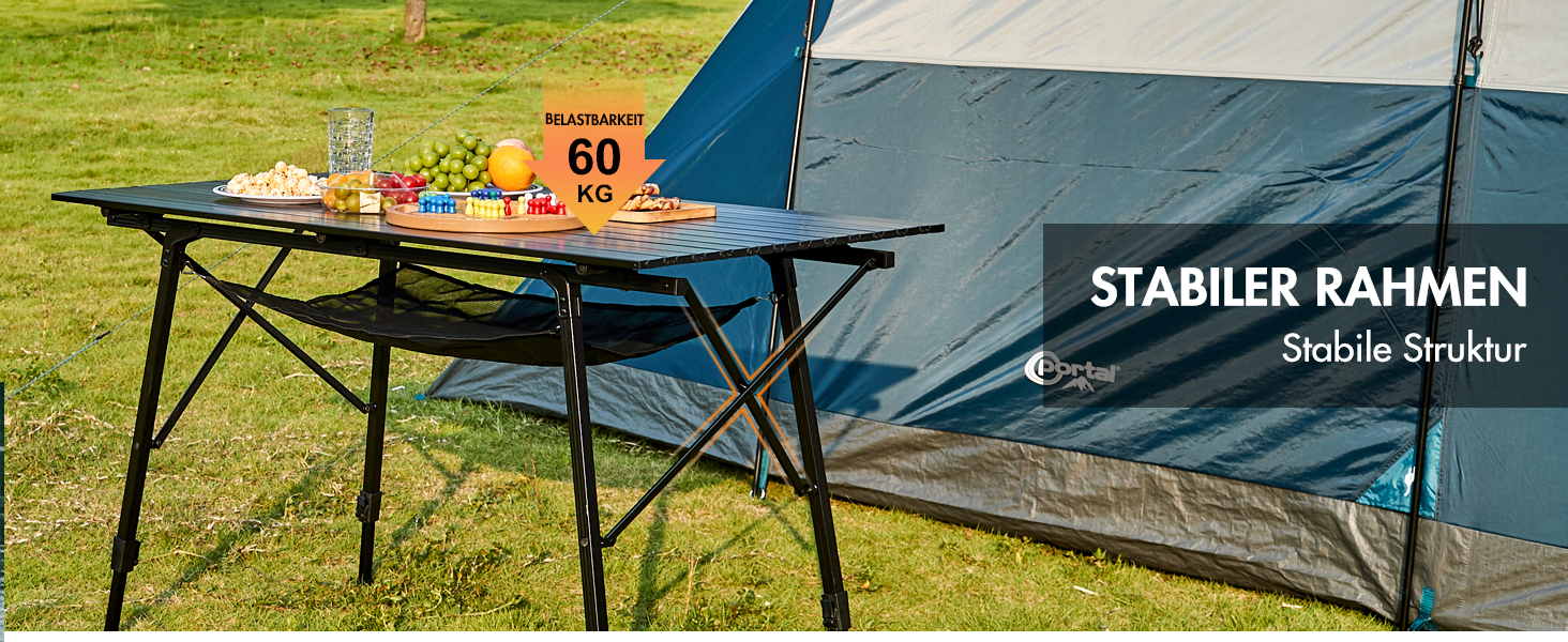 Складаний кемпінговий стіл Portal з регулюванням висоти, алюмінієвий, 120x70 см, чорний