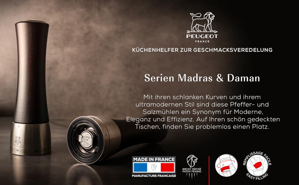 Перо Жіноче Peugeot Pfeffermühle Madras 21 см, сталеве жорно, регулювання ступеня помолу u'Select, оливкове дерево, натуральне