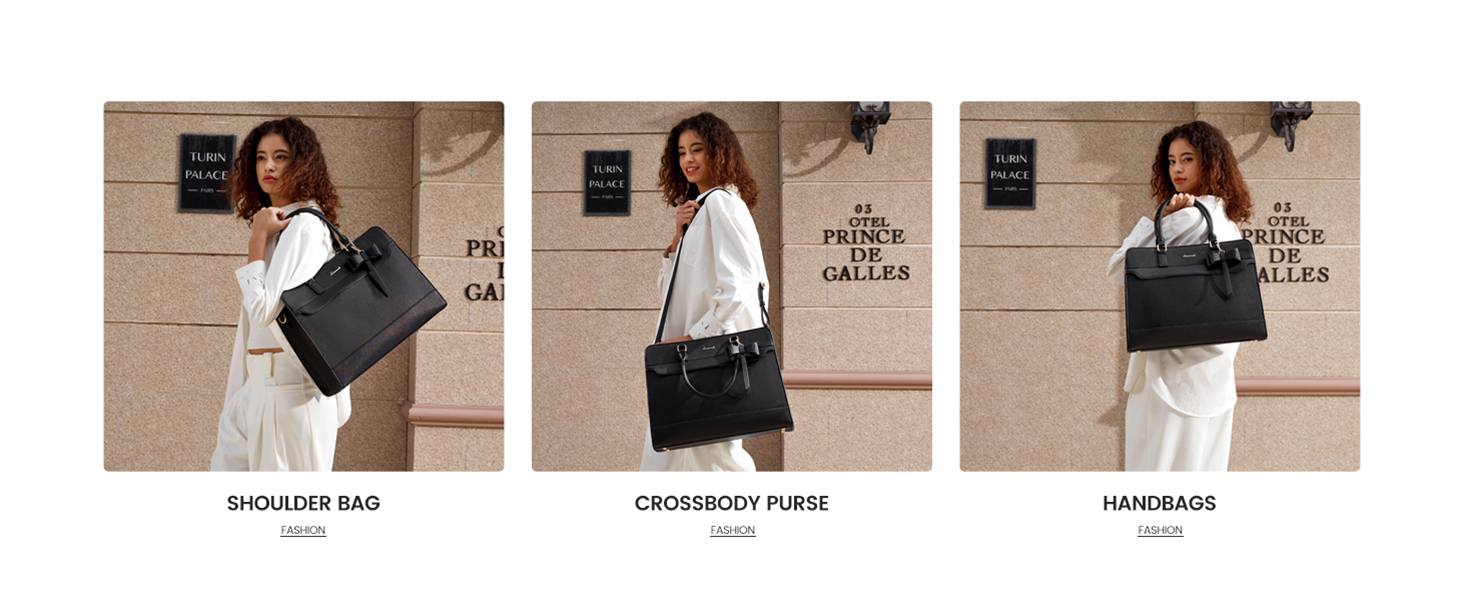 Сумка LOVEVOOK для жінок, велика, 15.6 дюймів, для ноутбука, робоча, елегантна, однотонна, шкіряна, для школи, офісу, ділових поїздок, shopper, tote bag (15.6 дюймів, фіолетово-чорна)