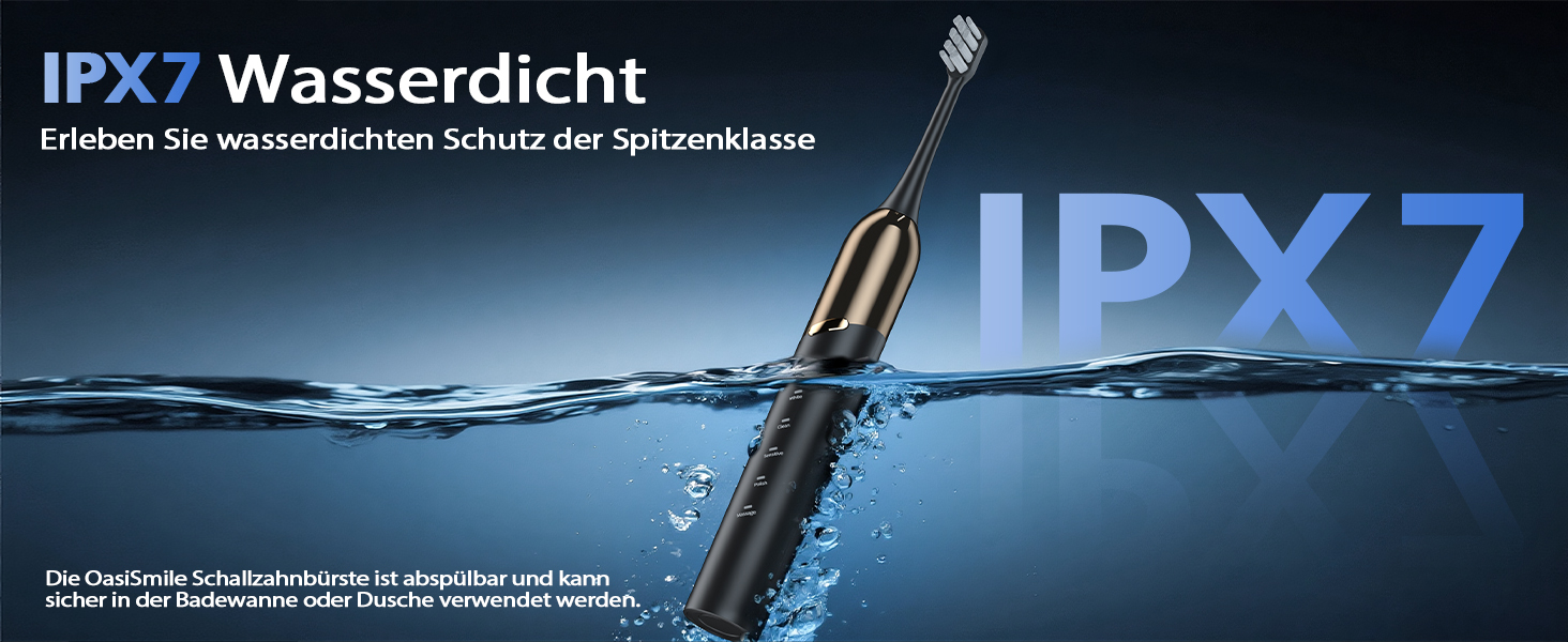 Електрична звукова зубна щітка з 4 насадками та 5 режимами, 50000 VPM, IPX7, таймер 2 хвилини, чорна