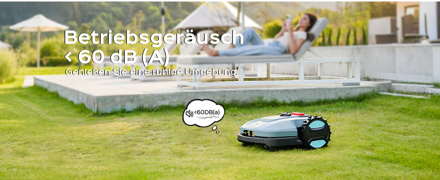 Робот-газонокосарка YARDCARE E400 з шириною скошування 18 см, керуванням через додаток, для газонів до 400 м², сенсором дощу, висотою скошування 20-60 мм, рівнем шуму менше 60 дБ, водозахистом IPX5