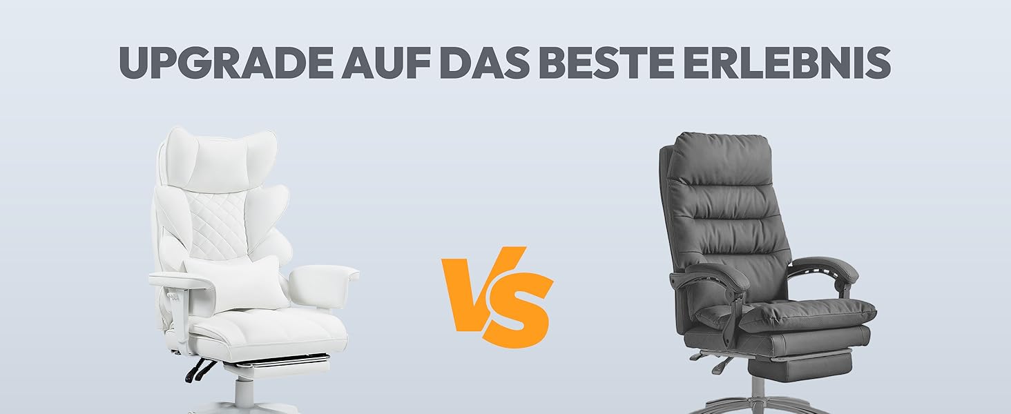 Ігровий крісло Dowinx, ергономічний офісний крісло з кишеньковим пружинним подушками, крісло для начальника з двошаровою м'якою спинкою та регульованою поперековою подушкою, підлокітниками та підставкою для ніг (білий, PU)