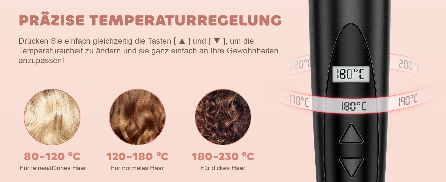 Локкенштаб NWOUIIAY 6 в 1 з LCD-дисплеєм, керамічним покриттям, набір для створення локонів, багатофункціональне змінне насадки, для великих та маленьких локонів, з рукавичками, регулювання температури (колір шампань)