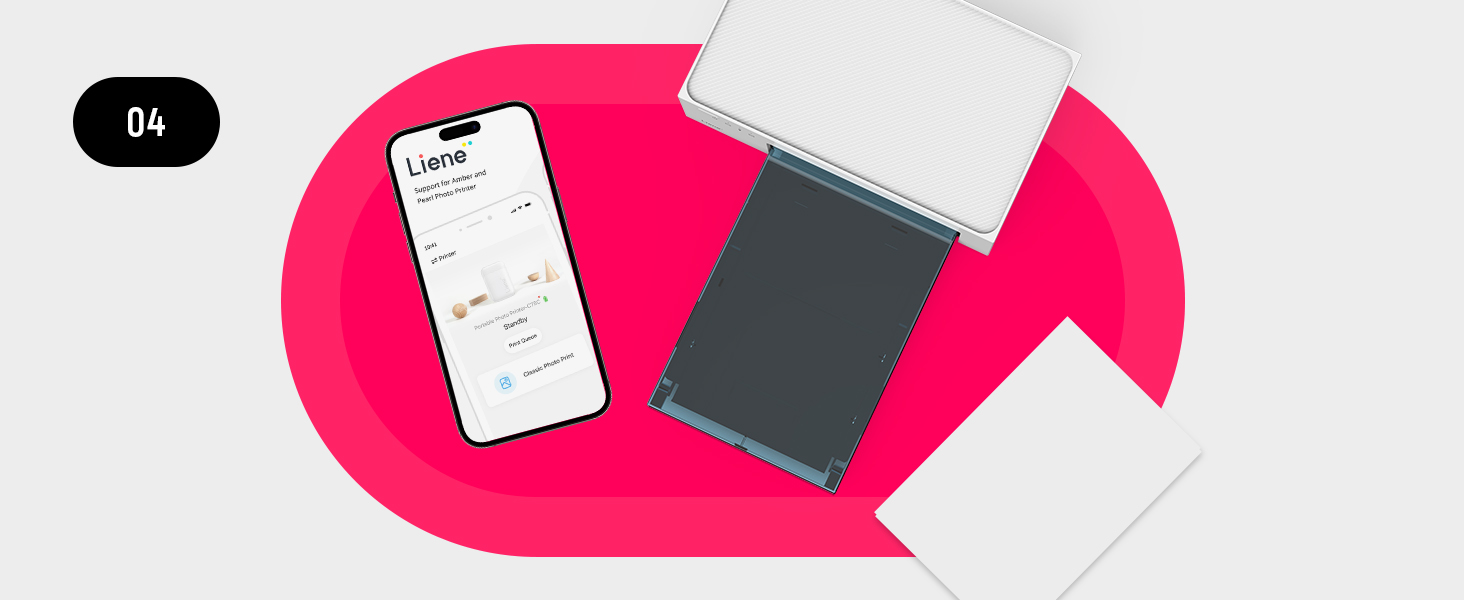 Портативний фотодрук для смартфонів Liene (10x15 см) + 2 пачки фотопаперу (20+80 листів), WiFi, сумісний з iPhone/Android/PC, 300 DPI, кольорова сублімація, білий