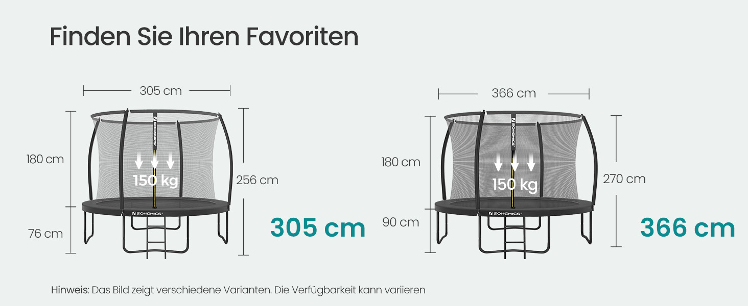 Батут SONGMICS садовий Ø305 см з захисною сіткою, драбиною та м'якими стійками, чорний
