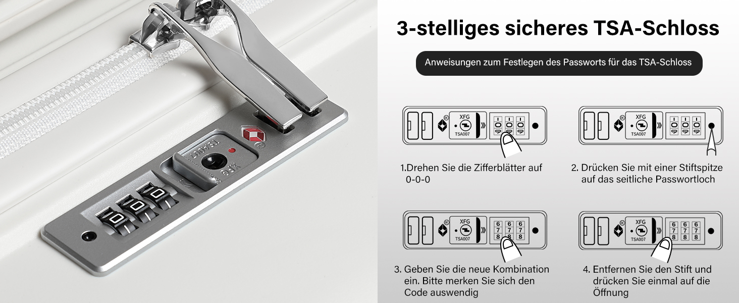 KONO Чемодан середнього розміру 65 см з поліпропілену з TSA замком, 65x46x26.5 см (Крем-білий)