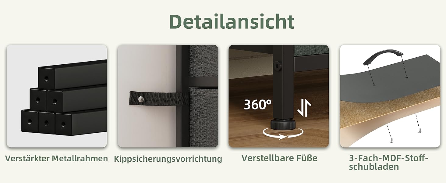 Комод з шухлядами Somdot, тканинний комод, комод для спальні, вітальні, передпокою, 5/11 шухляд, білий, штучна шкіра (кольори: котравий сірий, 30T x 100B x 118.5H см)